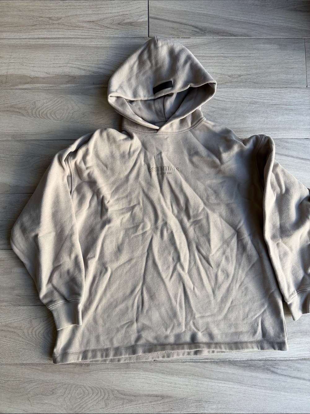 Relaxed Fit Beige Hoodie with Subtle Logo